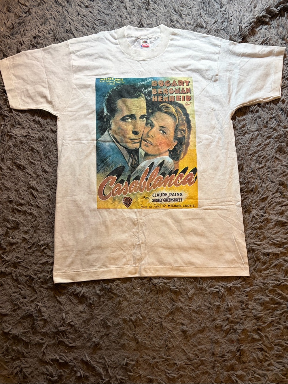 Vintage 90s single stitch Fruit of the Loom preshrunk Casablanca t-shirt sz XL